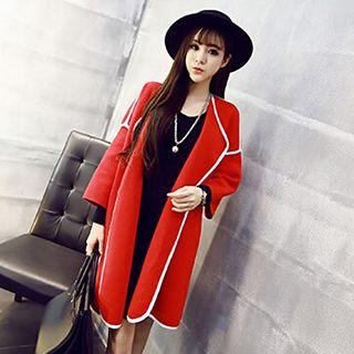 Contrast Trim Lapel Open-front Jacket