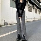 Print Slit-hem Bootcut Pants