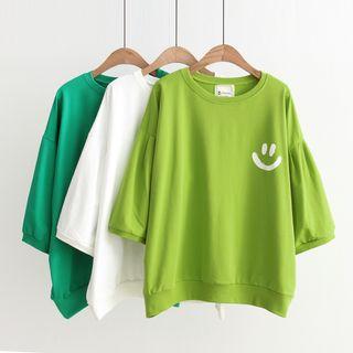 Print Elbow-sleeve Pullover