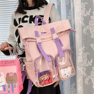 Pvc Panel Snap Buckle Backpack