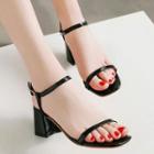 Square Toe Chunky Heel Ankle Strap Sandals