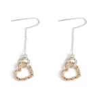 Heart Drop Earring 1 Pair - Rose Gold & Silver - One Size