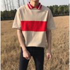 Color Panel Collared Short Sleeve T-shirt