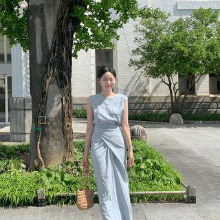 Sleeveless Wrap-front Maxi Dress
