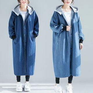 Hooded Button Denim Coat