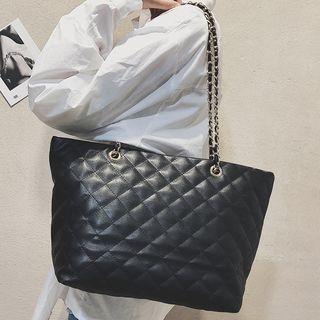 Faux Leather Quilted Tote Bag
