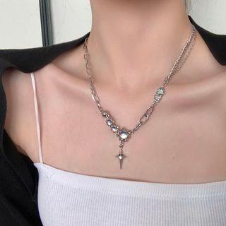 Star Pendant Moonstone Stainless Steel Choker