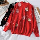 Santa-print Loose-fit Sweater