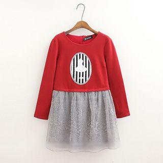 Sequined Applique Long-sleeve Dress