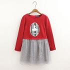 Sequined Applique Long-sleeve Dress