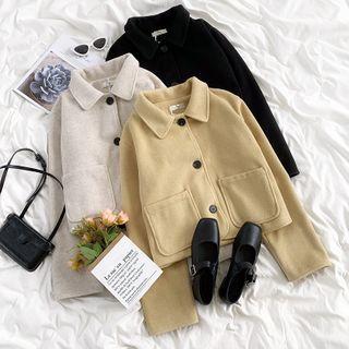 Long-sleeve Woolen Plain Jacket