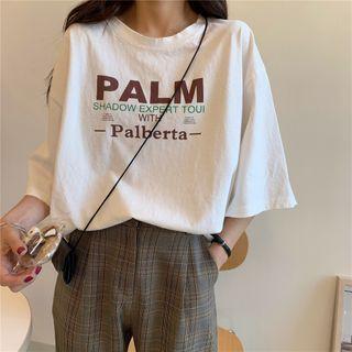 Letter Printed Loose Fit Short-sleeve T-shirt