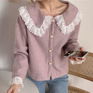Lace-trim Button-up Jacket