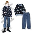 Cloud Print Sweater / Harem Jeans