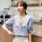 Short-sleeve Crochet Lace Doll Collar Blouse
