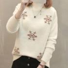 Mock-turtleneck Snowflake Sweater