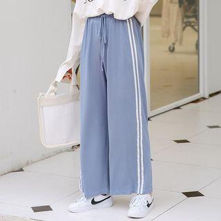 Drawstring Waist Striped Sweatpants Blue - One Size