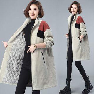 Paneled Quilted Zipped Coat