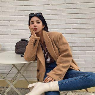 Double-breasted Faux-fur Lined Blazer