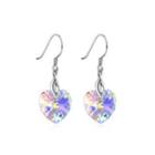 925 Sterling Silver Heart Earrings With Austrian Element Crystal Silver - One Size