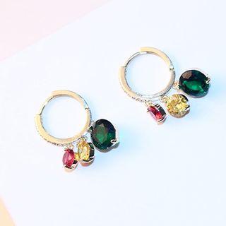 Rhinestone Mini Hoop Dangle Earring Multicolor - One Size