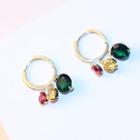 Rhinestone Mini Hoop Dangle Earring Multicolor - One Size