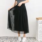 Sheer A-line Midi Skirt