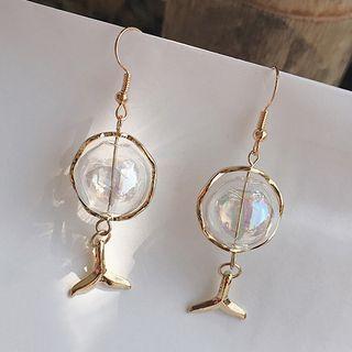 Glass Ball Whale Tail Dangle Earring 1 Pair - As Shown In Figure - One Size
