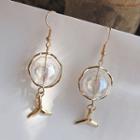 Glass Ball Whale Tail Dangle Earring 1 Pair - As Shown In Figure - One Size