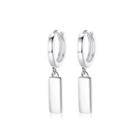 Sterling Silver Simple Fashion Geometric Rectangular Stud Earrings Silver - One Size