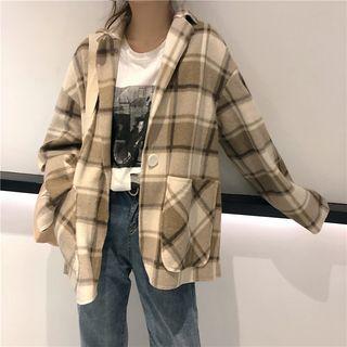 Single-button Plaid Jacket