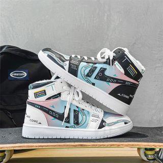 Print Color Block High-top Sneakers