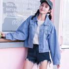 Lace-up Denim Jacket As Shown In Figure - One Size