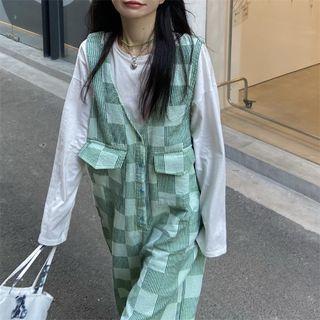 Sleeveless Checkerboard Jumper Pants