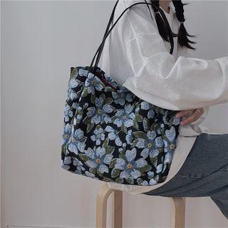 Floral Print Tote Bag Blue - One Size