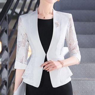 One-button 3/4-sleeve Blazer