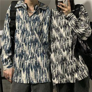 Couple Matching Long-sleeve Tie-dye Button-up Shirt