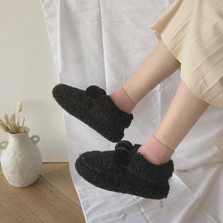 Pom Pom Faux Shearling Ankle Boots
