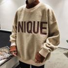 Lettering Faux-shearling Pullover