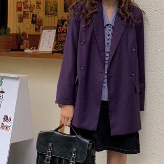 Double Breasted Blazer Purple - One Size