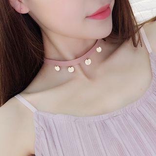 Metal Disc Faux-leather Choker
