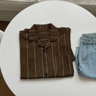 Short Sleeve Stripe Oversized Shirt
