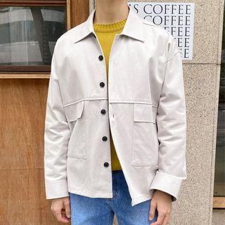 Flap-pocket Cotton Boxy Trucker Jacket