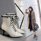 Pointed High Heel Lace-up Short Boots