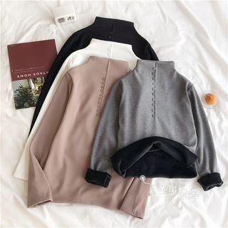 Fleece-lining Mock Neck Top