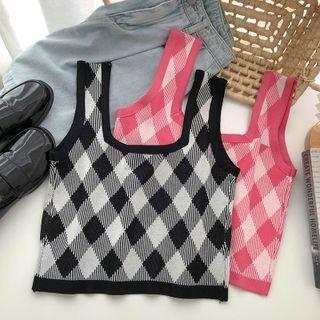 Knit Square-neck Cropped Tank Top