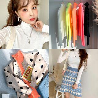 High-neck Neon Slim-fit Top