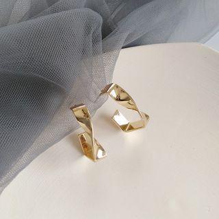 Twisted Alloy Dangle Earring 1 Pair - S925 Silver Needle - Earring - Gold - One Size
