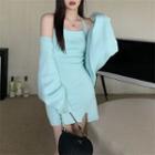 Halter Mini Knit Dress / Cropped Cardigan