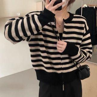 Zip-up Striped Cardigan